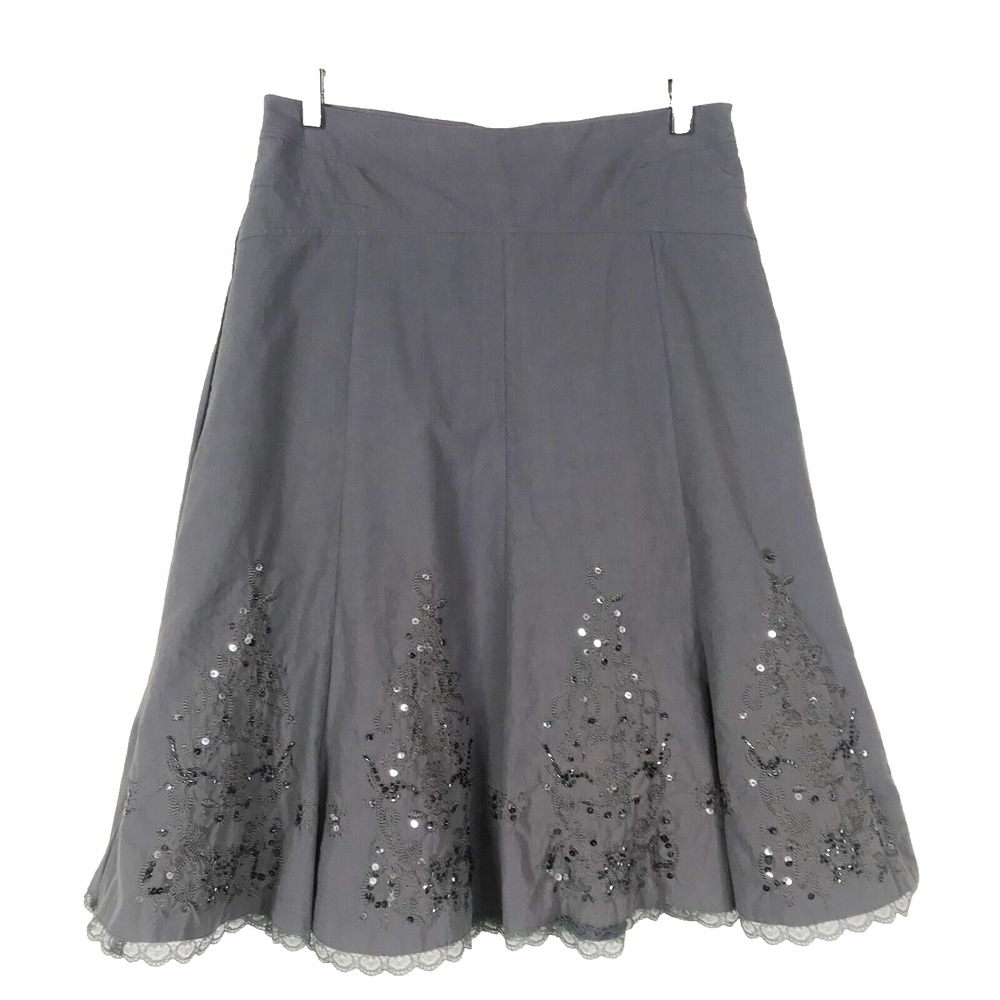 Sandrea Skirt Womens Medium Purple Sequins Embroidered Lace Flare Fairy Grunge